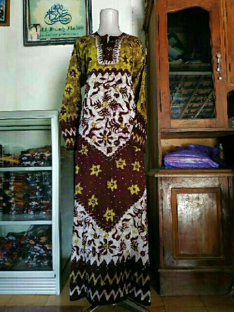 Gamis Batik Tuban Bahan Kaos Adem, Batik Cap