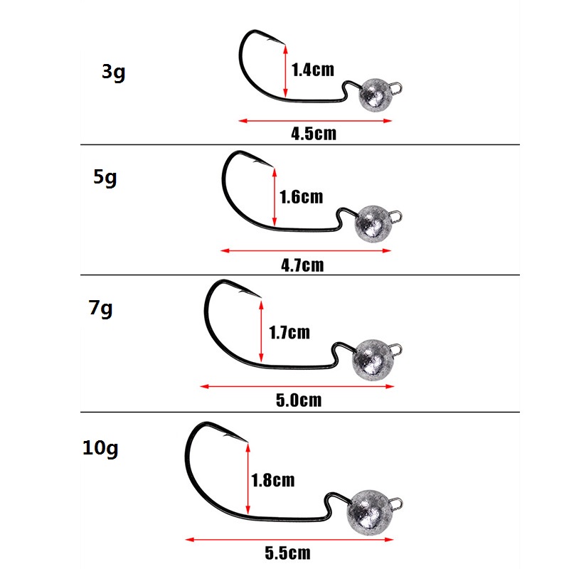 10pcs / Lot Umpan Pancing Jighead 3g 5g 7g 10g