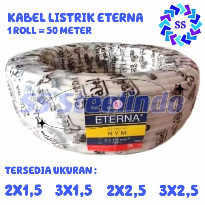 Kabel Roll - Kabel Listrik Eterna Nym (2X1.5 2X2.5 3X1.5 3X2.5) Putih Roll 50 Meter