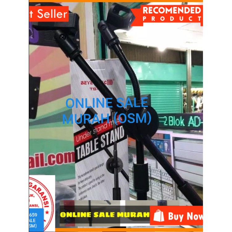 ORIGINAL beyermic stand mic kaki bulat bundar bulet holder standing microphone lantai mik penyangga mic universal mikrophone tiang pegangan tripod asli  Bisa segala MIC Stand Mic Meja BEYERMIC TS-10 kaki bulat besi tinggi 35-60 cm 2 holder mic