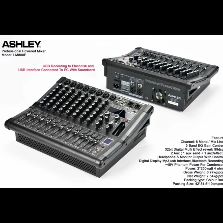 POWER MIXER AUDIO 8CH ASHLEY LM-800P ORIGINAL