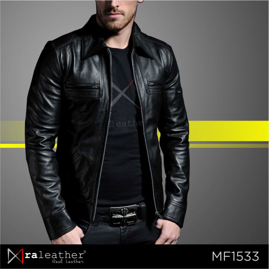 Jaket Kulit Pria RA Leather Original - 100% Bahan Kulit Asli Garut  - MF1533