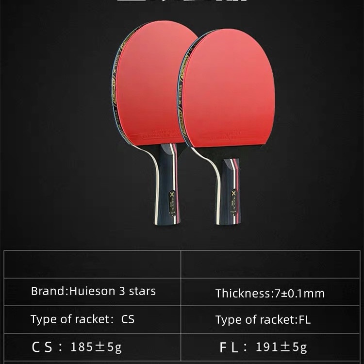 Huieson 3 Star Raket Tenis Meja 7 Ply Bahan Kayu + Karet Untuk Anak Remaja