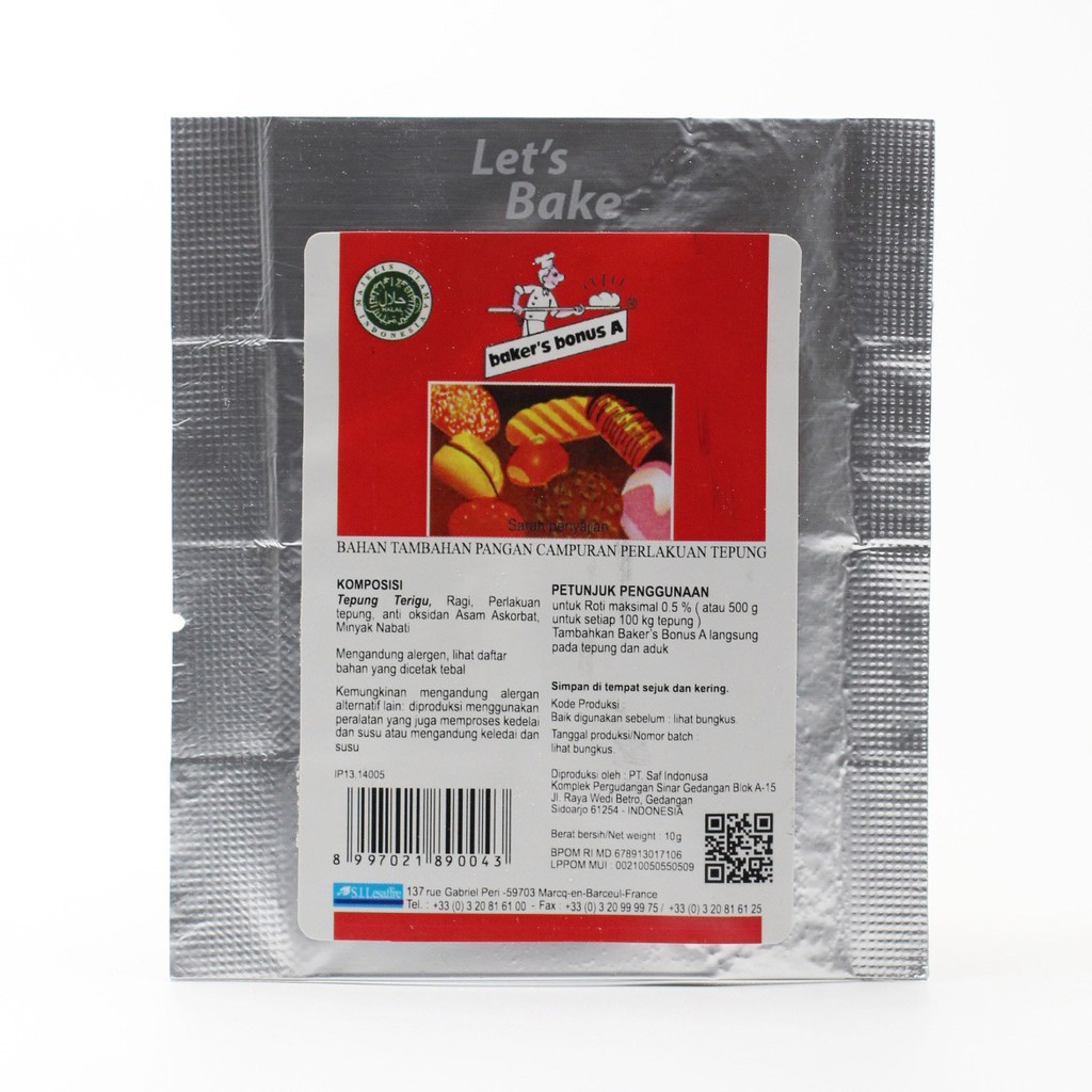 

Bread Improver Bakers Bonus 10 gr / Baker's SAF Pengembang Roti