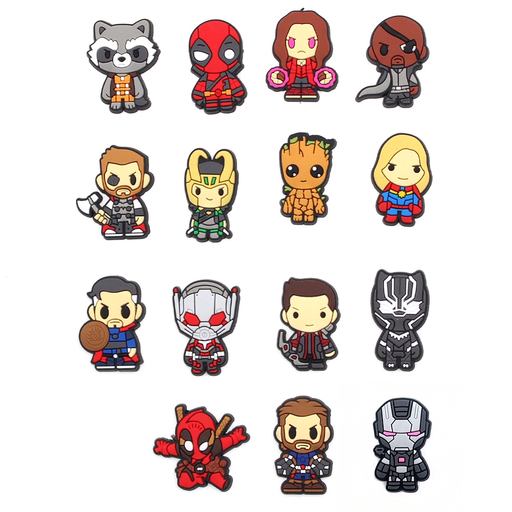 Marvel 30pcs Motif Kartun accessories Jibbitz shoe charms crocs Pin Aksesoris Sandal Pria Bahan DIY untuk decorate sepatu