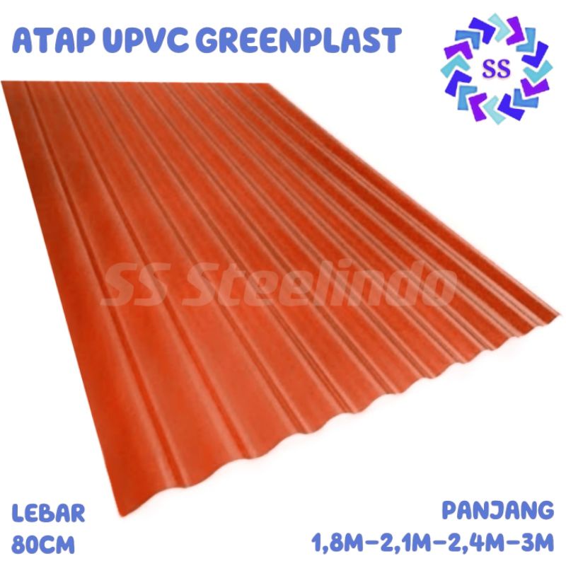 ATAP UPVC GELOMBANG ASBES KECIL MEREK GO-GREEN PLAST (1,8M - 2,1M - 2,4M - 3M) PUTIH-MERAH