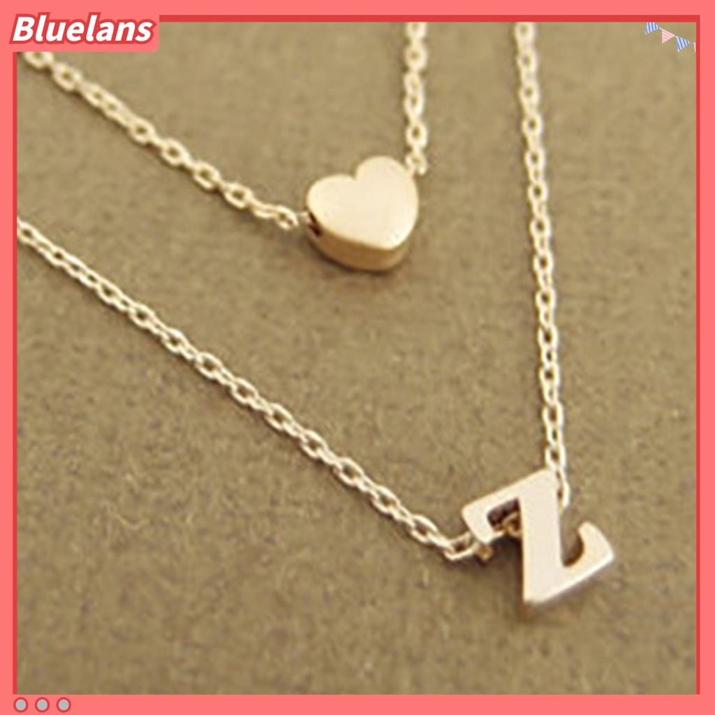 Kalung Liontin Lapis Ganda Bentuk Huruf Warna Solid Anti deformed Untuk Wanita