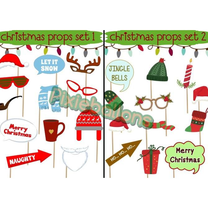 @=@=@=@=] Photobooth Photo Props Merry Christmas Tongkat Foto Natal