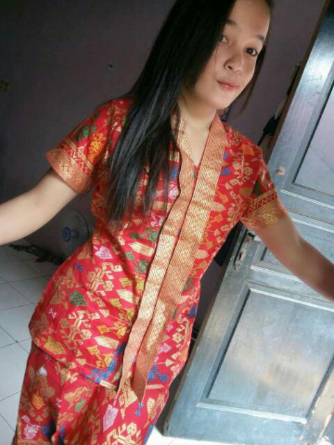 Sarimbit/ Couple Batik Rok N Blus Wanita Span Pendek Santika Prodo Merah