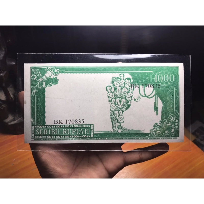 Uang Kuno Soekarno 1000 Rupiah Tahun 1964 Hijau Gendong Anak 6 Code 539