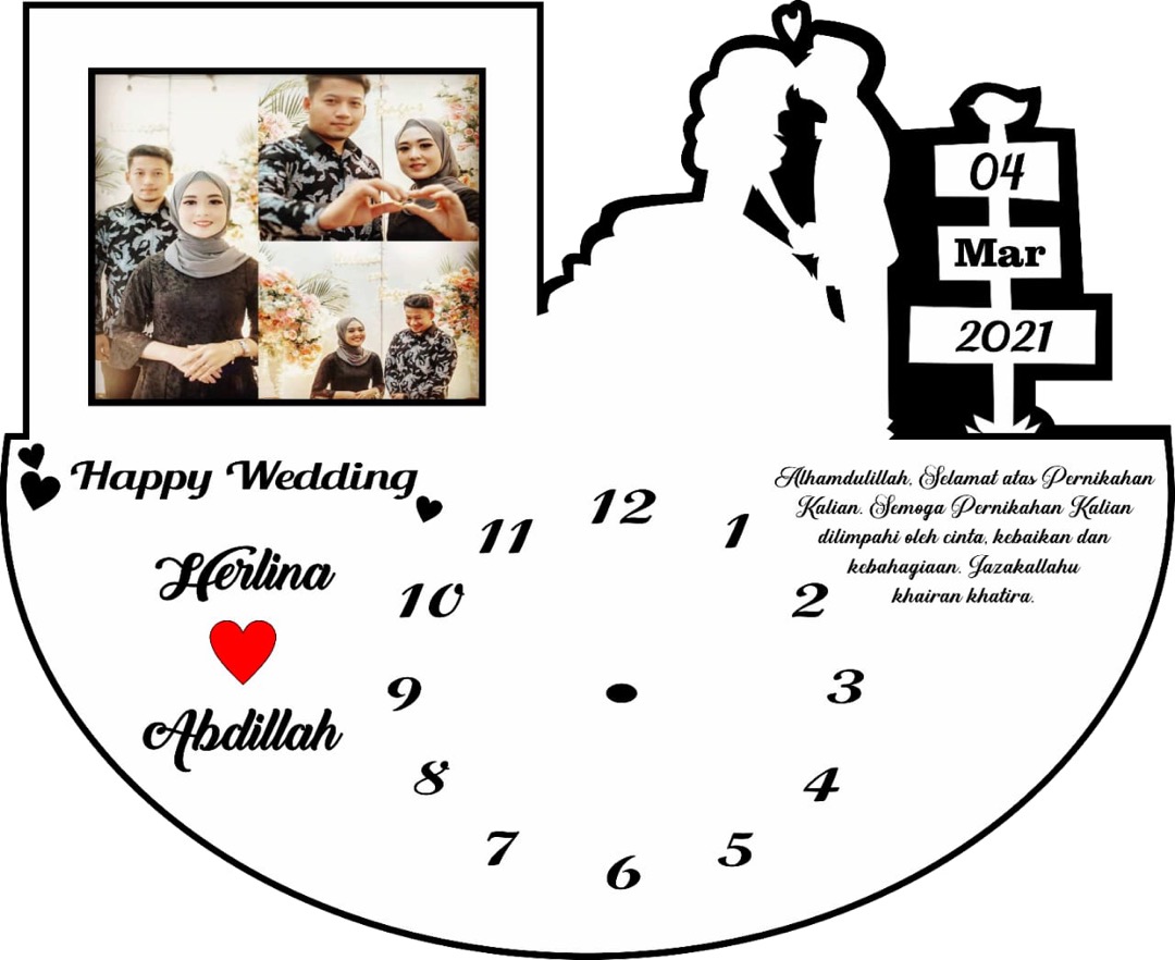 Jam Dinding Frame Foto Kayu Custom Costum Hadiah Kado Souvenir Pernikahan Wedding Anniversary Ultah