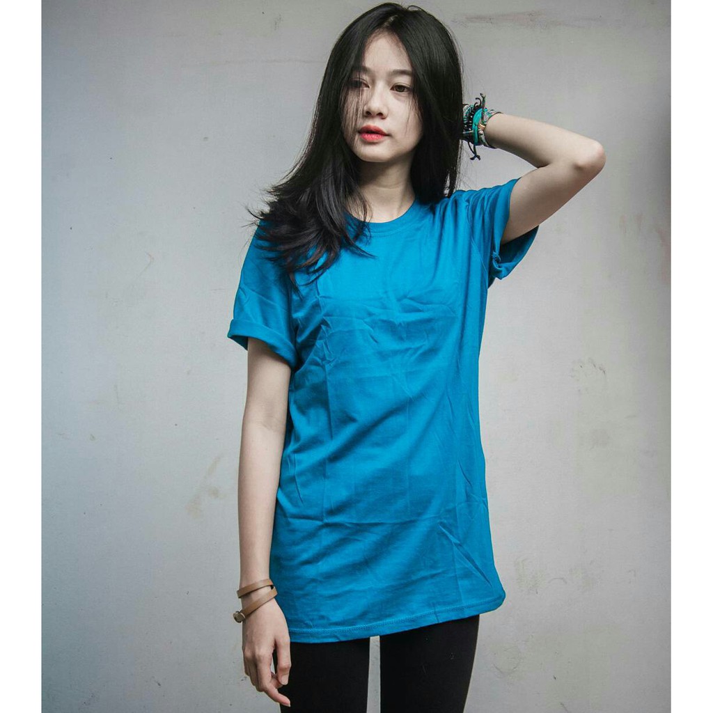 Baju Kaos Polos Teal Solid Combed 30s Premium Lokal Kaos Polos Pria Wanita Kaos Lengan Pendek