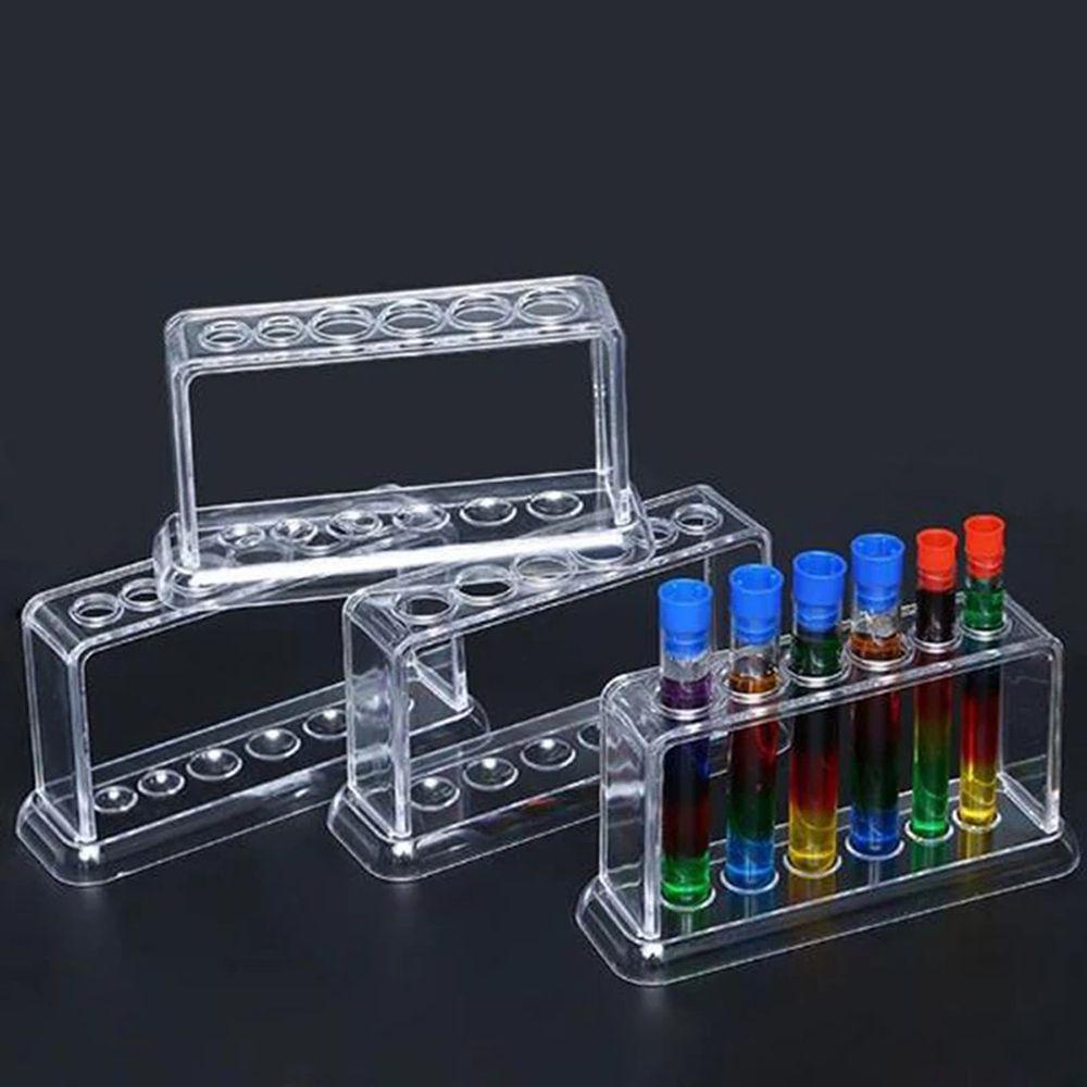 Rak Holder Tabung Reaksi Bahan Plastik Bening Ukuran 16.7x8 X 3cm Dengan 6 Lubang Untuk Percobaan Ilmiah