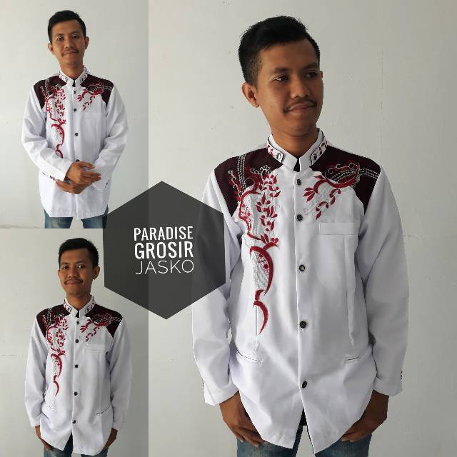 Jasko Jas Koko Bordir Putih kombinasi Maroon new