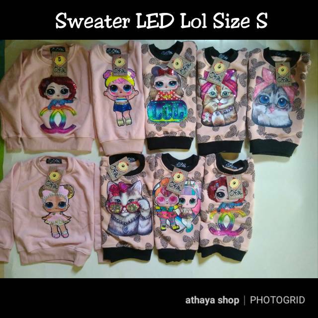 Sweater LED anak lol LED kucing lampu nyala