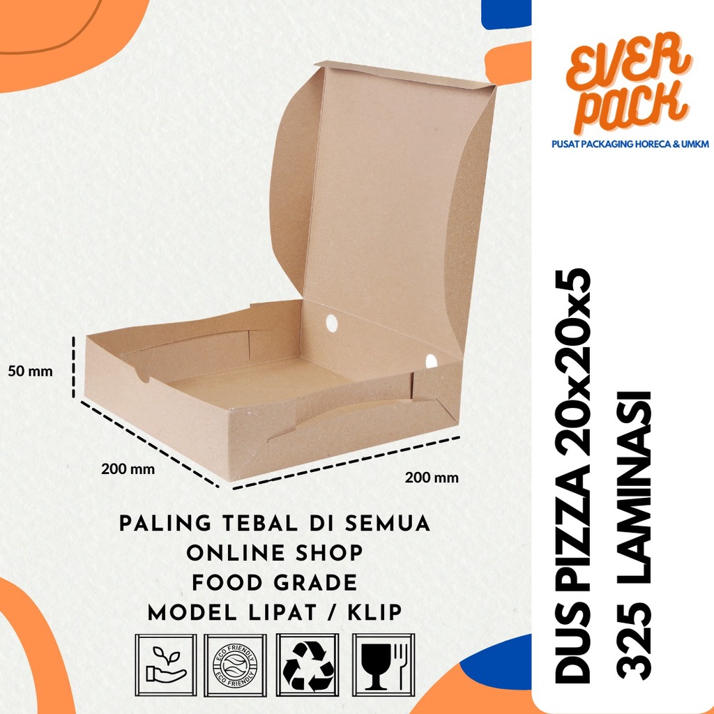 

KARDUS BOX PIZZA / ROTI / KUE UKURAN 20x20x5 LAMINASI - KRAFT PAPER