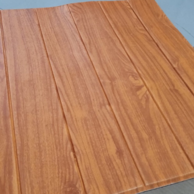 (Wallpaper Bandung) Wallfoam Kayu 70 x 70 cm Tebal 6 mm / foam Kayu Cream / Foam Motif Kayu / Kayu / Stiker Foam / Foam 3d-COKLAT TAN