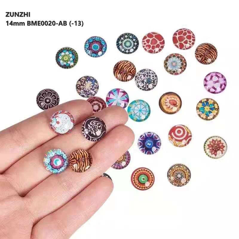 Campuran Kaleidscape Mata Foto Kaca Cabochon Uk 14mm Perhiasan Bulat Liontin/Anting Harga/20pc