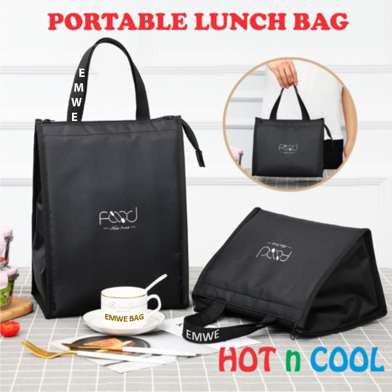 Portable Tas Bekal Lunch Cooler Bag Large Kotak Makanan Tote Bag Makan tahan penyimpan makanan panas