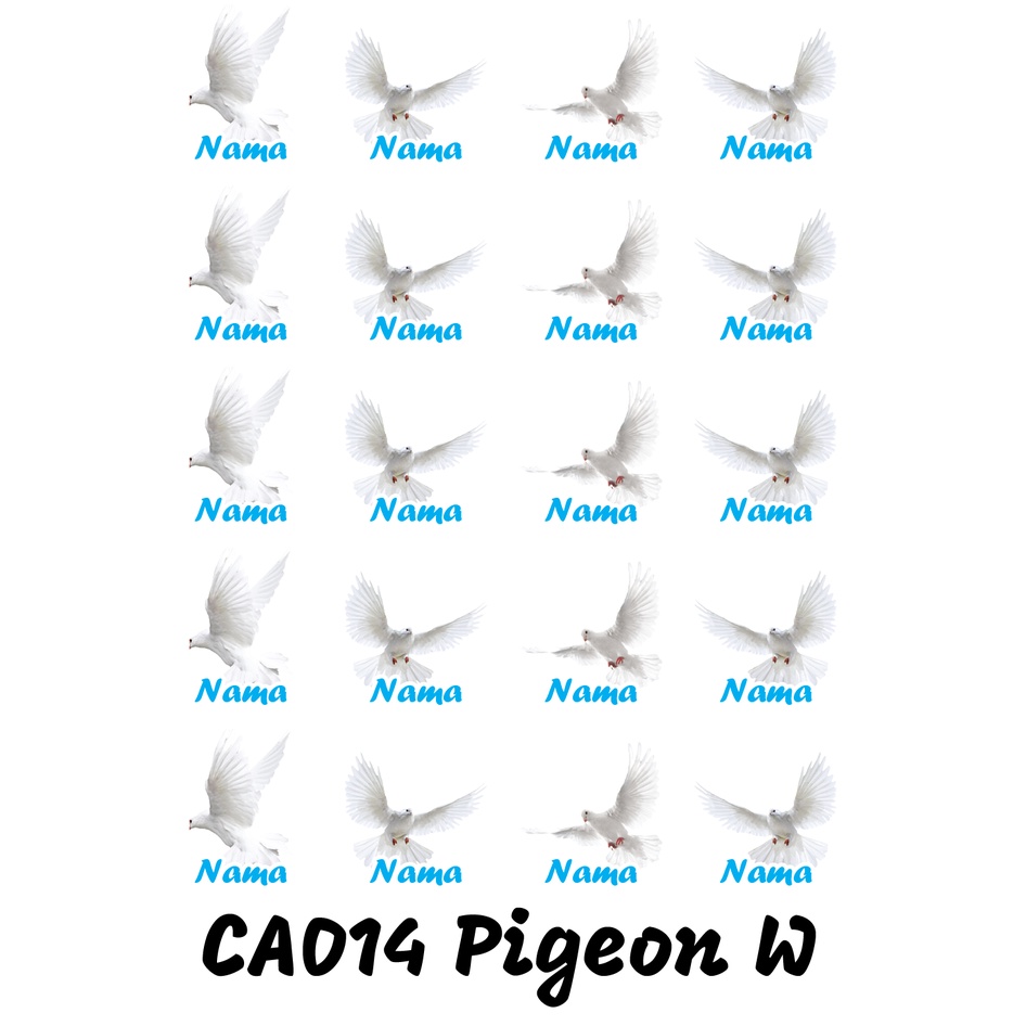 

Sticker Nama Cutting Label Waterproof Tahan Air Pigeon White (CA014)