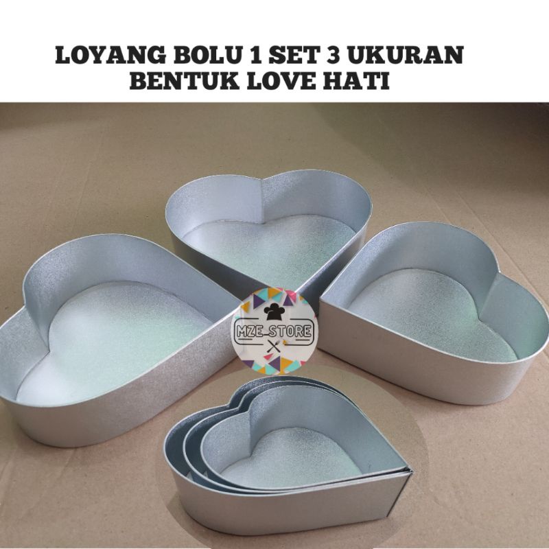 LOYANG CETAKAN BOLU  LOVE HATI 1 SET 3 UKURAN