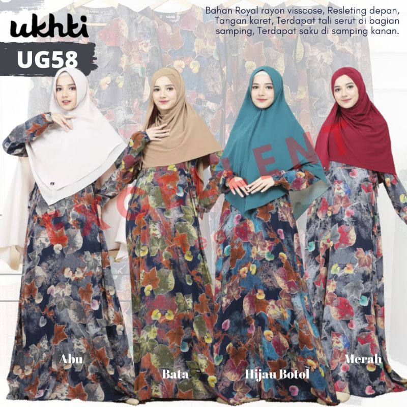 Gamis Premium UG58 by Ukhti|Gamis Syari Premium|Gamis Busui|Dress Set Hijab|Baju Gamis|Dress Busui|D
