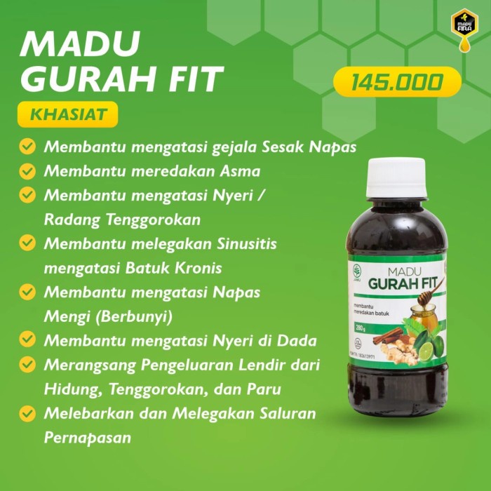 

Madu Gurah Fit - Mengatasi Asma dan Gangguan pada Tenggorokan