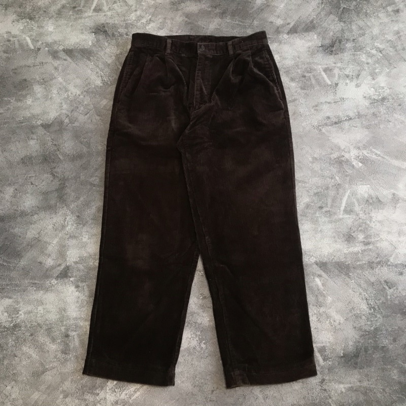 Uniqlo corduroy pants / celana panjang pria wanita corduroy serat tebal basic casual fashion dark br