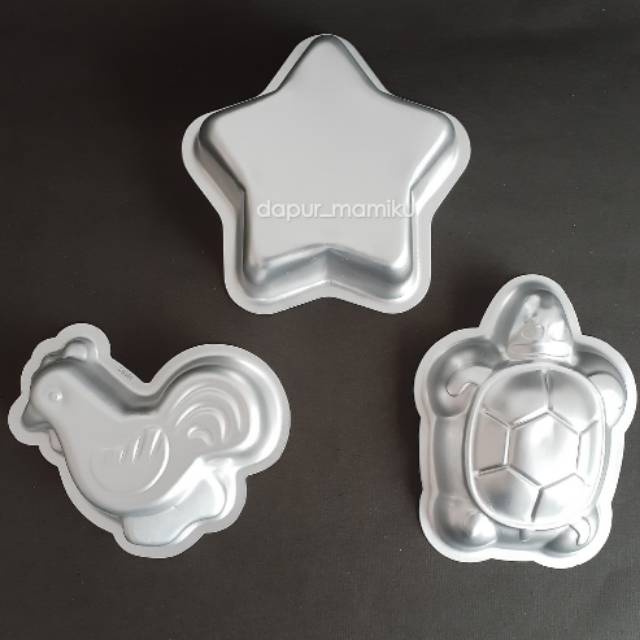 DAPURMAMI Cetakan Bento ayam kura bintang bola micky miki mickey Puding Cake Aluminium loyang pencetak bekal anak hewan lucu kue