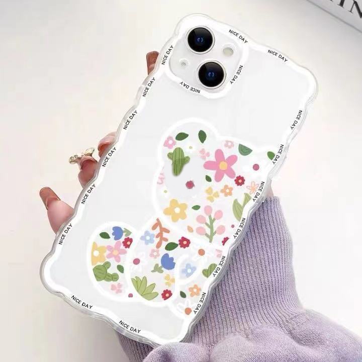 Case Desain Beruang Bunga Untuk Iphone 13 Pro Max / 12 / 11 / XS / XR / X / 8 / 7 / 6 / 6s / Plus Se202020