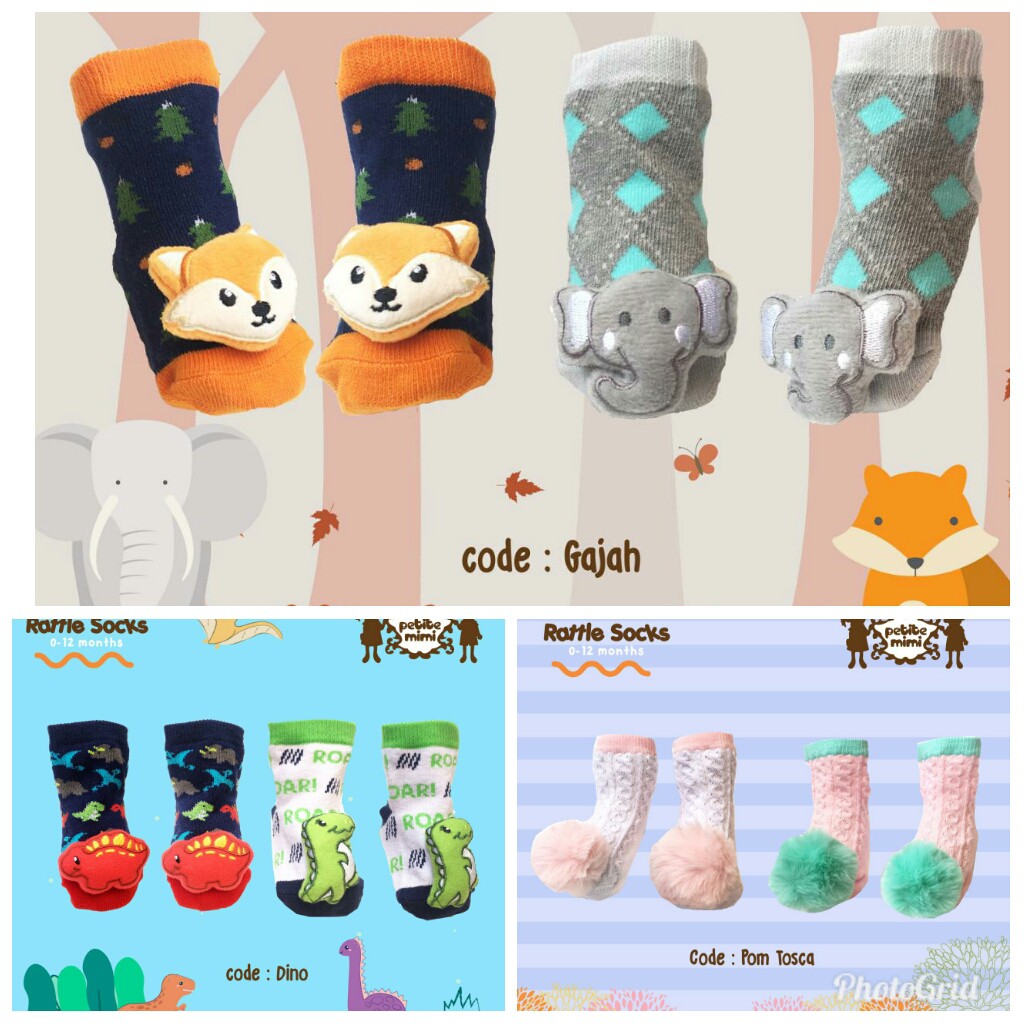 2 Psg Kaos Kaki Rattle / Rattle Socks Petite Mimi 0-12 bulan SNI 2 PASANG