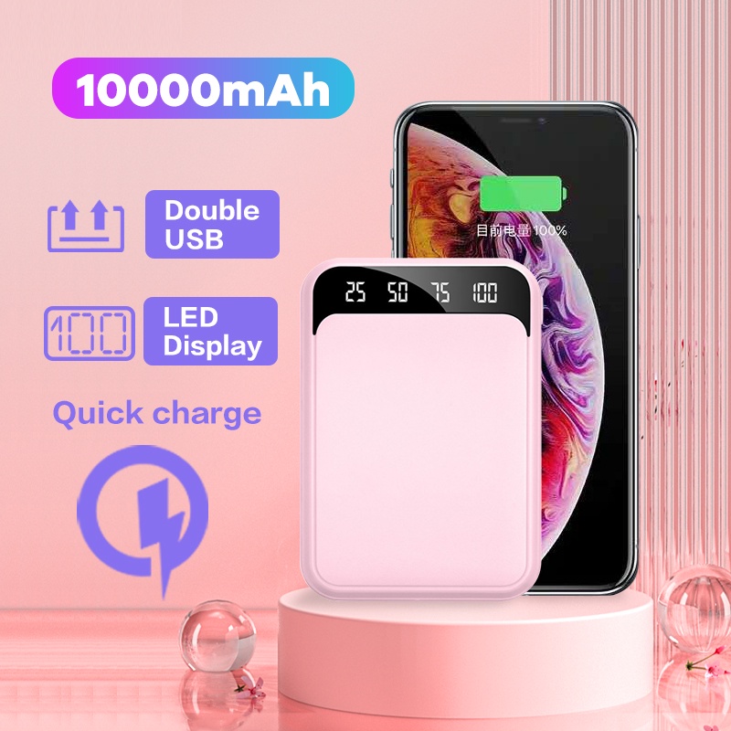 PowerBank 10000mAh mini Fast charging LED screen display Power Bank with Dual USB Output