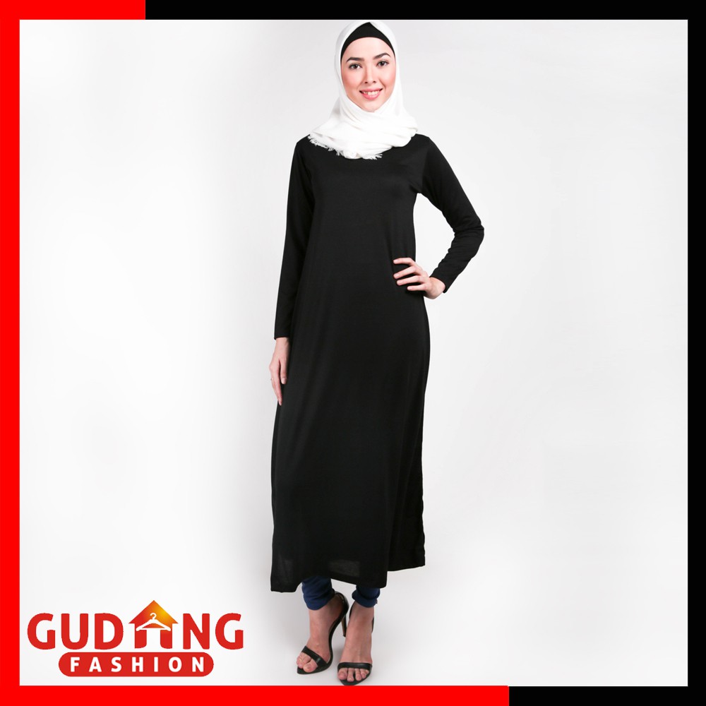 GIOFLO Gamis Terbaru Murah Dan Cantik Spandek Hitam / GMS 01