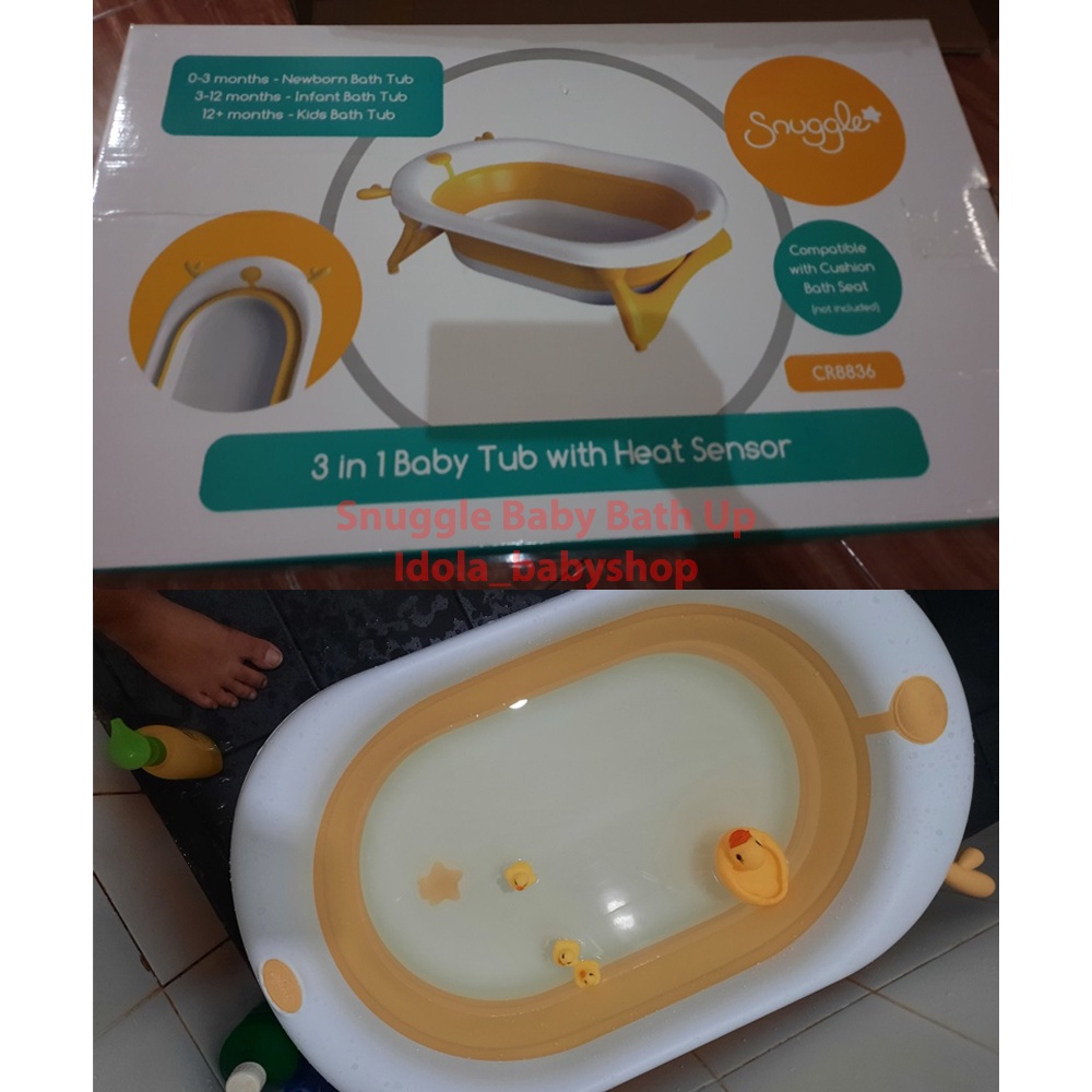 Snuggle Instant Folding Baby Bath Tub with Heat Sensor 3in1 CR8836 Bak Mandi Bayi