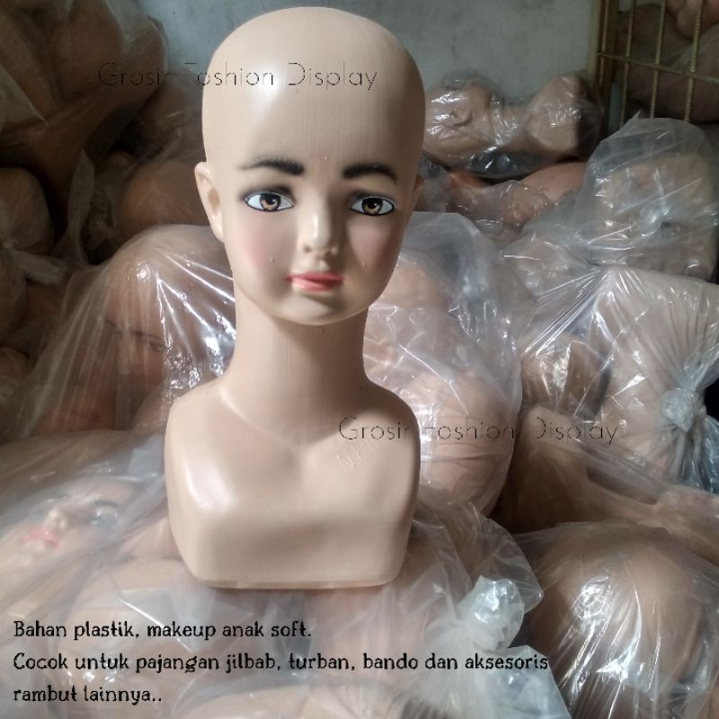 Patung Kepala Plastik Anak / Manekin Kepala Anak/Display Aksesories Hijab Turban Anak (BH)