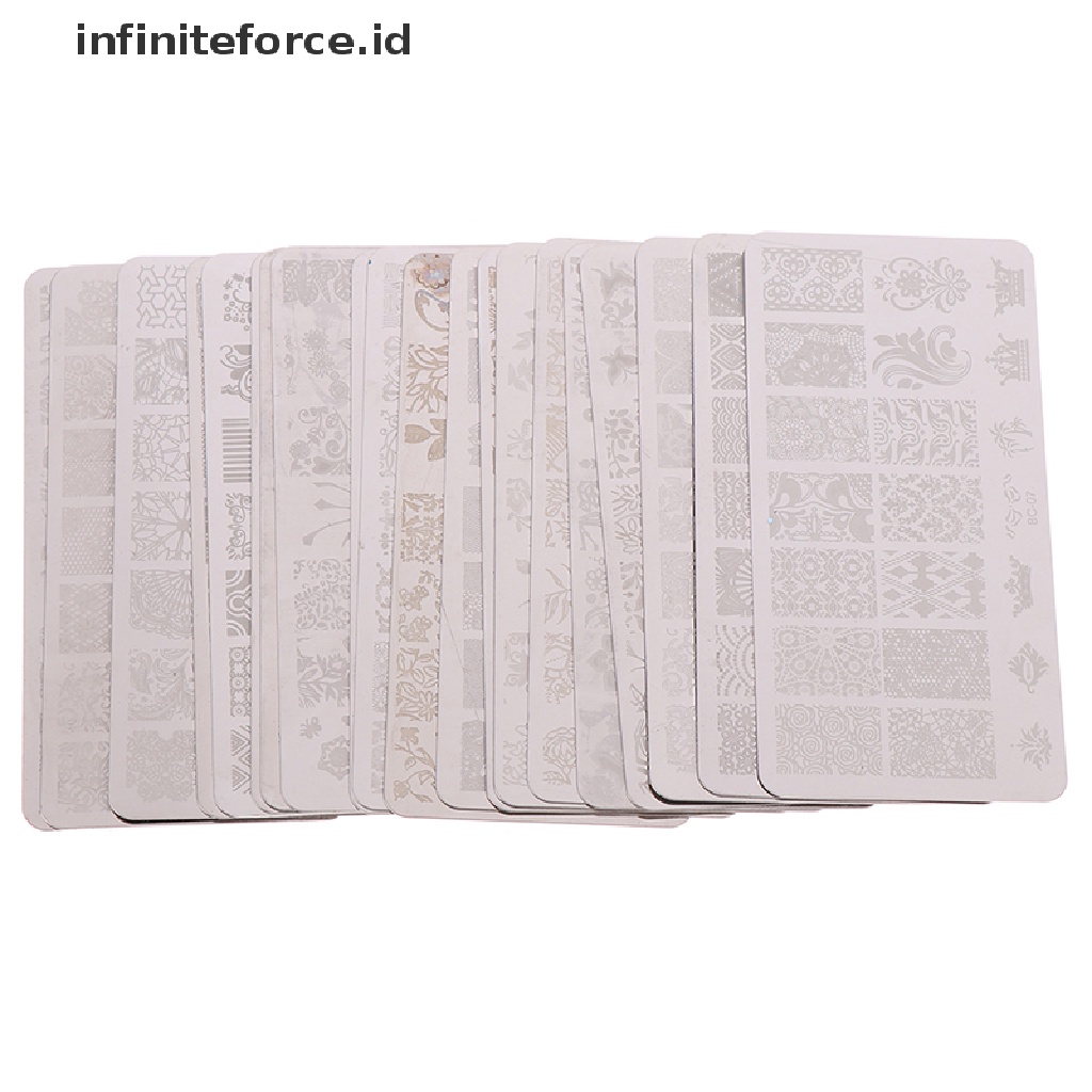 (infiniteforce.id) Plat Stempel / Cap Kuku Motif Geometri / Bunga Untuk Nail Art