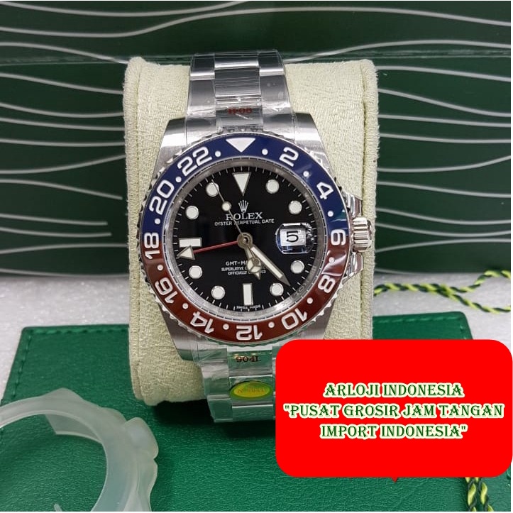 New Jam Tangan Pria ROLEX GMT Master II Blue Red NOOB SWISS ETA 1:1 Garansi 1th