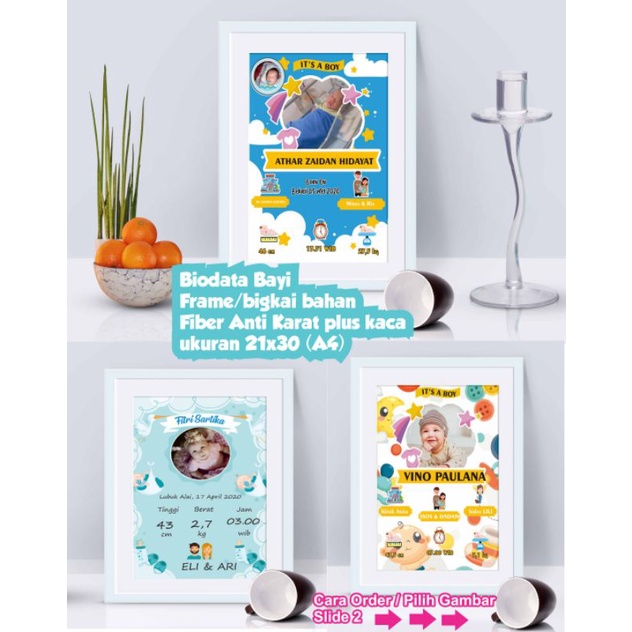 Frame Bingkai biodata bayi Hadiah UK A4 20x30 fiber Anti karat