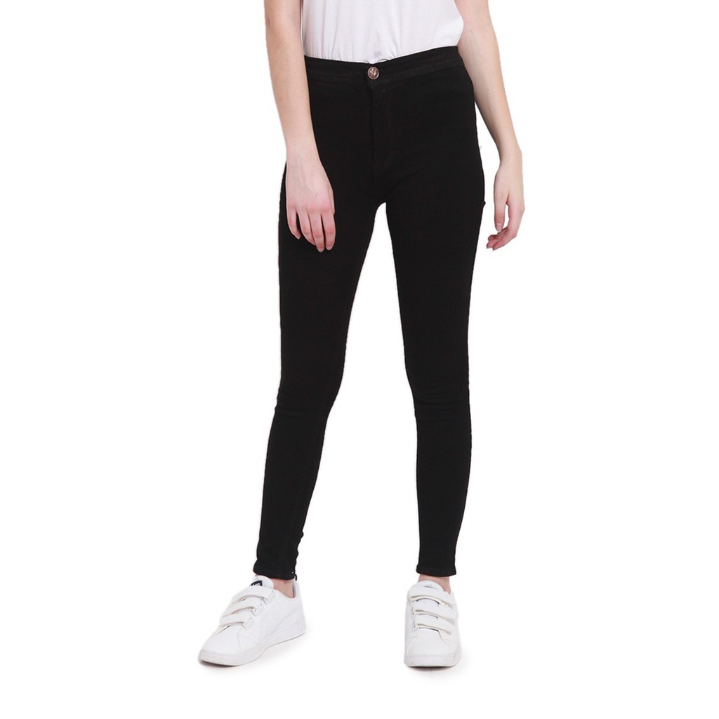 Dazina Celana HighWaist Skinny Plain Black Jeans Bawahan Dazina Celana HighWaist Skinny Plain Black Jeans Bawahan