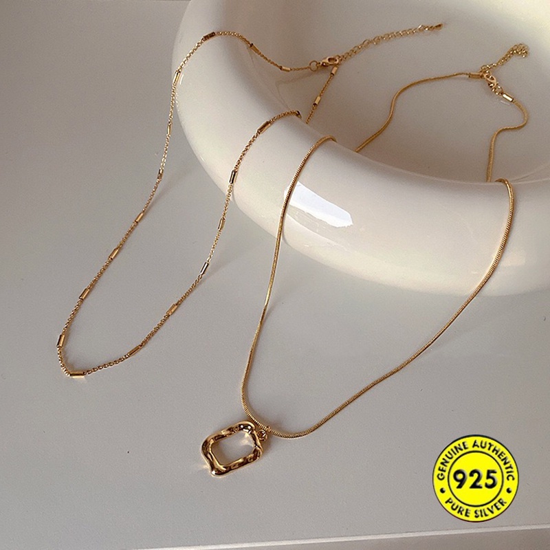 Kalung Lapis Ganda Bahan S925 Silver 18k Gold Untuk Wanita