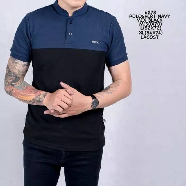 Polo shirt pria | kaos cowok polo hitam polos kerah Shanghai