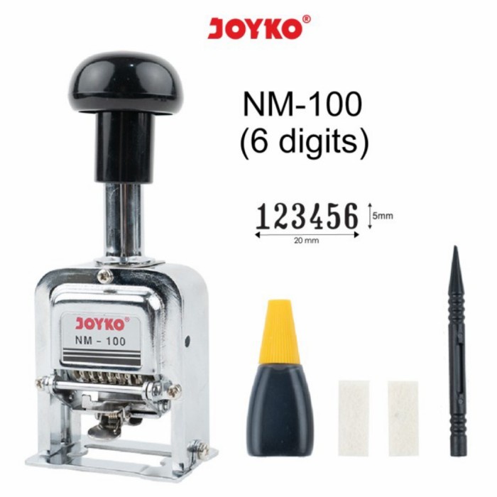 

Mesin Penomor Otomatis Numbering Machine Joyko 6 Digits NM-100