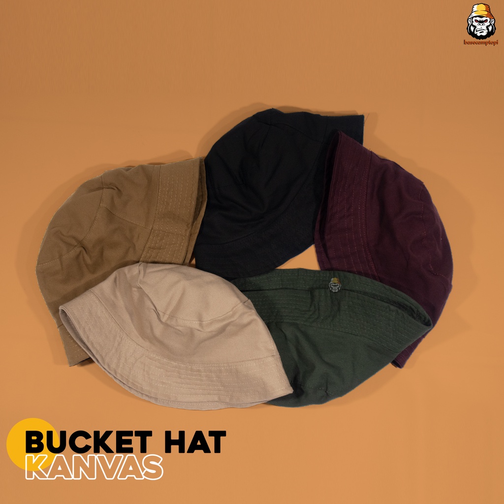 Topi Bucket Hat Premium Polos Bahan Kanvas Pria Wanita