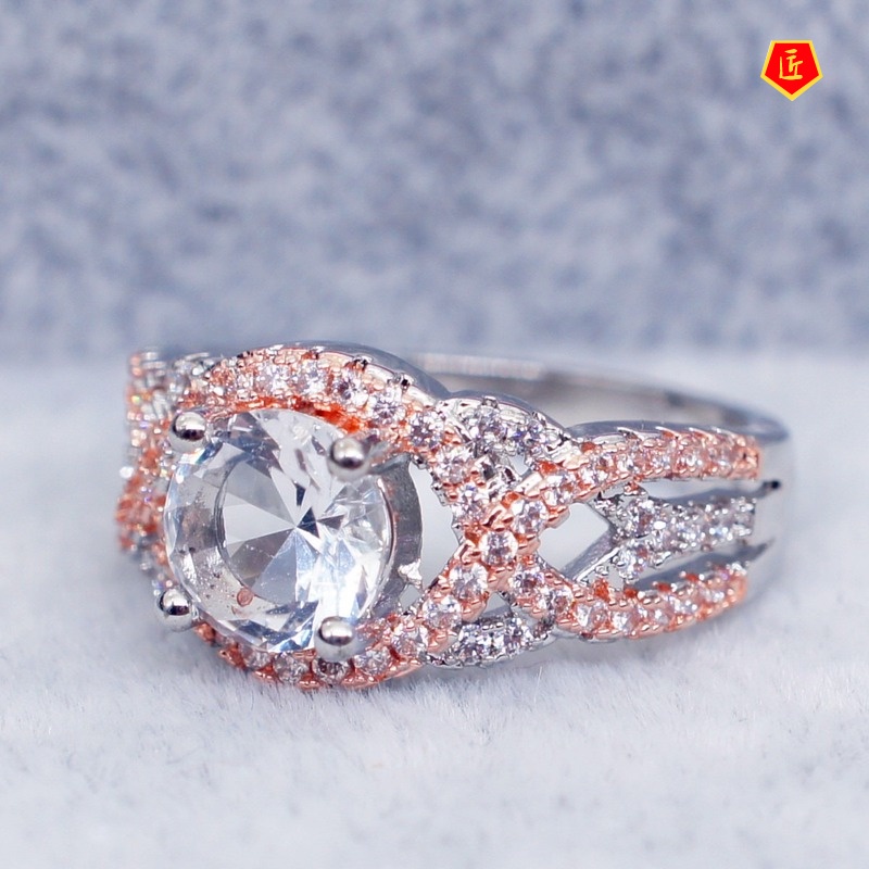 [Ready Stock]Fashion Personalized Diamond Color Separation Ring