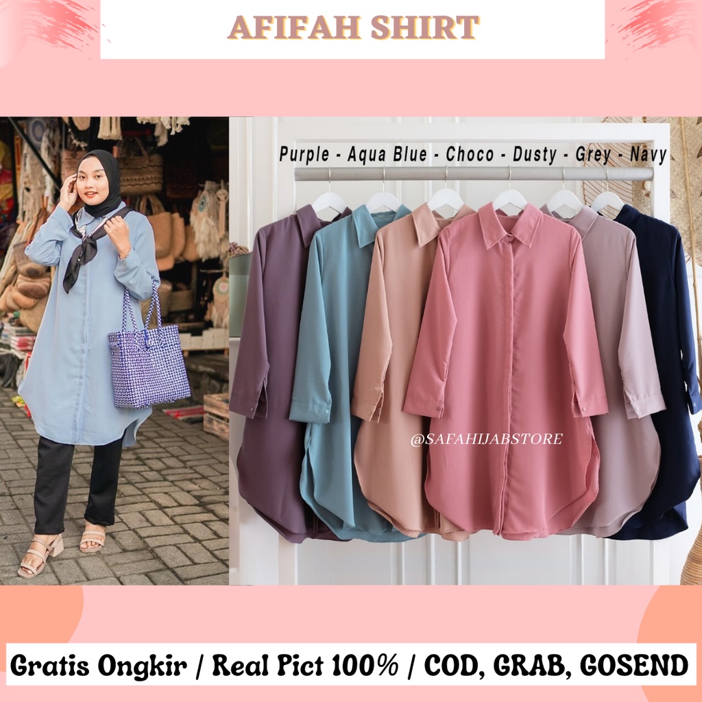 AFIFAH SHIRT TUNIC / TUNIK WANITA / ATASAN KERJA (BISA COD)