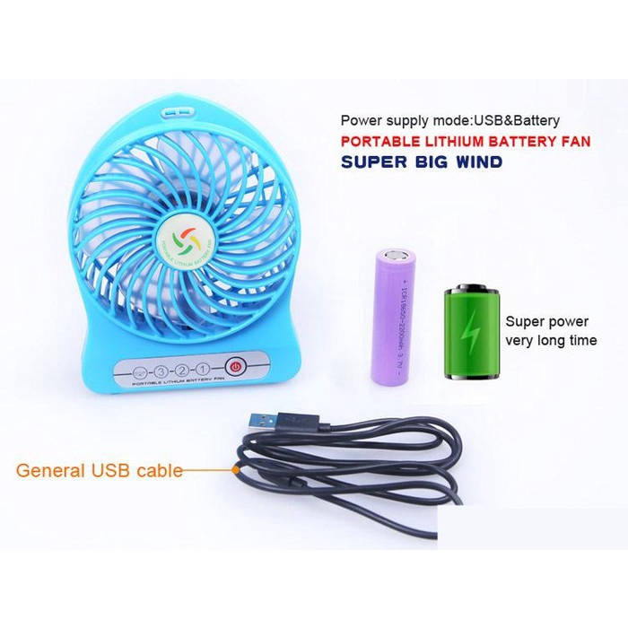 Kipas Angin Mini Listrik USB Portable Mini Fan Recharge Charge Senter