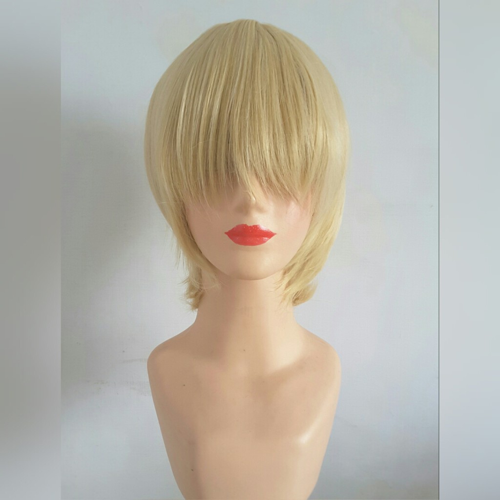 Costume Halloween Kostum Pesta WIG RSW BASE BOB BLONDE