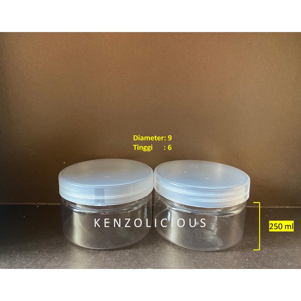 Toples Plastik Ulir Tutup Natural 250 ml / Toples Plastik Ulir Natural Kue Desert 200 ML / Jar Tople