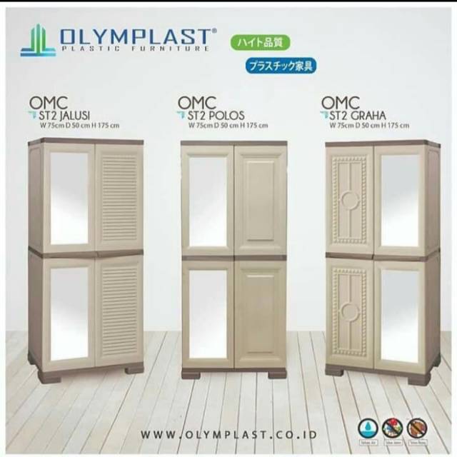 PROMO Lemari  plastik  Olymplast  OMC ST2 laci cermin 