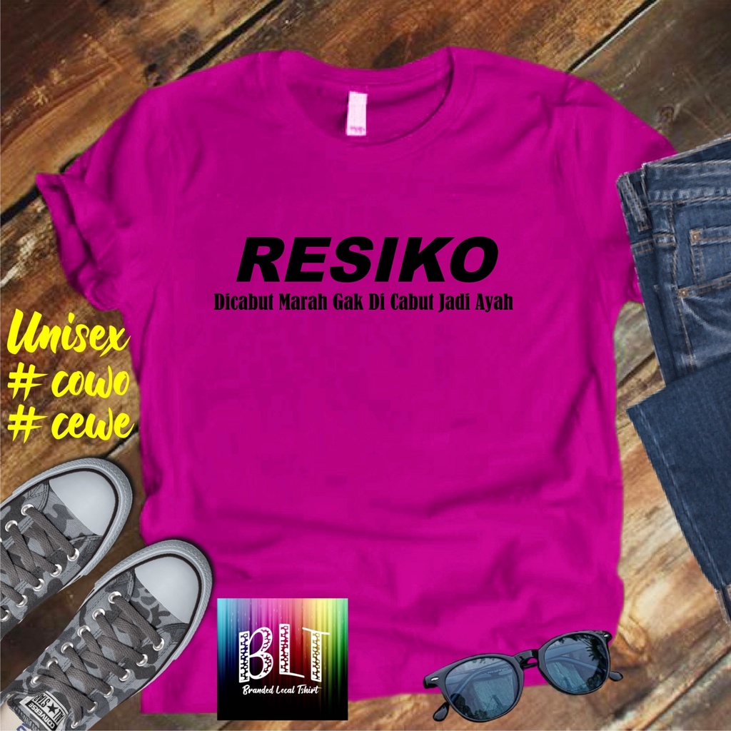 Cod Gratis Ongkir Kaos RESIKO /KKAOS PAKAIAN PRIA TERLARIS/KAOS HITS/KAOS BANDUNG/KAOS MURAH/KAOS PAKAIAN PRIA PAKAIAN WANIT atasan pria